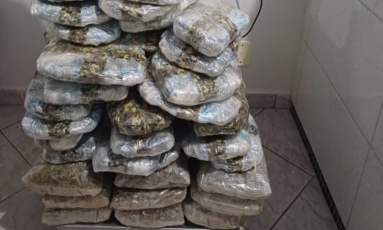 PRF apreende quase 40 kg de skunk, arma e rádio após perseguição na BR-364