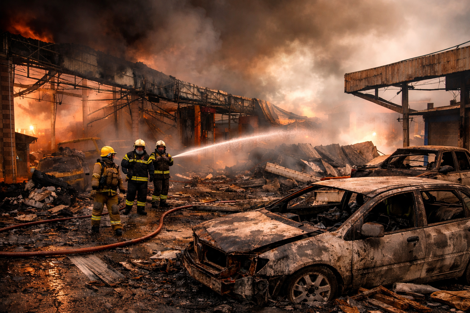 Incêndio de grandes proporções destrói centro automotivo na área central de Porto Velho