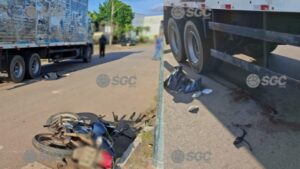 Motociclista tem perna dilacerada após ser atingida por caminhão em Porto Velho