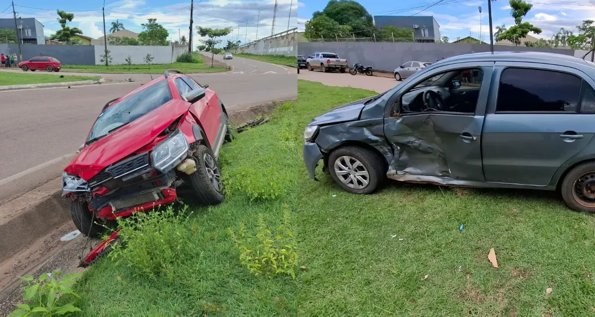 Acidente em rotatória deixa três feridos na zona Sul de Porto Velho