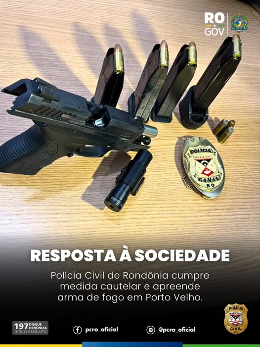 POLÍCIA CIVIL CUMPRE MANDADO E APREENDE ARMA DE FOGO EM PORTO VELHO