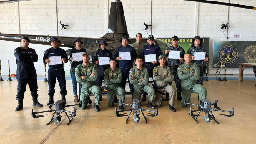 Em atividades voltadas ao uso estratégico da tecnologia, forças de segurança recebem treinamento avançado em drones