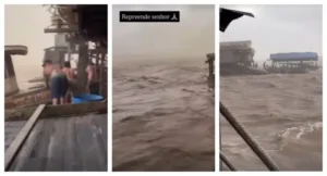 Temporal transforma rio Madeira em cenário de caos e provoca naufrágio de balsa