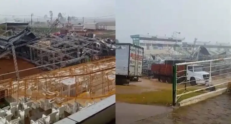 Vendaval registrado na tarde desta segunda-feira (20) atinge parque de exposições em Ariquemes