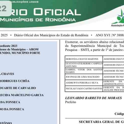 Lista completa de exonerações feitas pelo prefeito Léo Moraes; Confira nomes