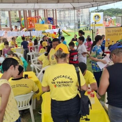Educação no trânsito e entrega de bicicletas a crianças em edição especial do Rondônia Cidadã foram realizadas pelo Detran-RO