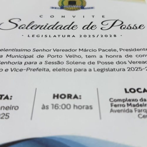 Posse dos 23 vereadores de Porto Velho e eleições para as mesas diretoras será no complexo da EFMM