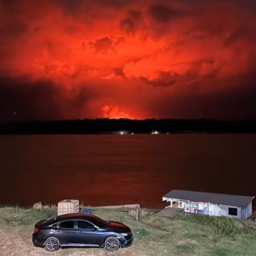 Céu avermelhado em Rondõnia — Foto: Reprodução Redes Sociais
