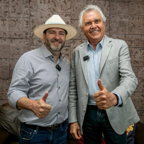 Governador Ronaldo Caiado é recepcionado pelo presidente Alex Redano na 12ª Rondônia Rural Show em Ji-Paraná