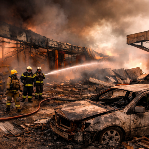 Incêndio de grandes proporções destrói centro automotivo na área central de Porto Velho