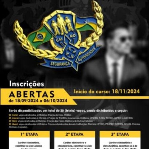 Lançado edital do Curso de Segurança de Autoridades 2024, com 30 vagas