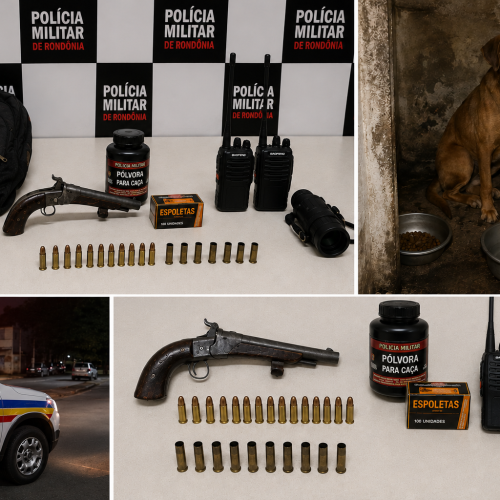 PM apreende arma artesanal, munições e constata maus-tratos a animal em Vilhena