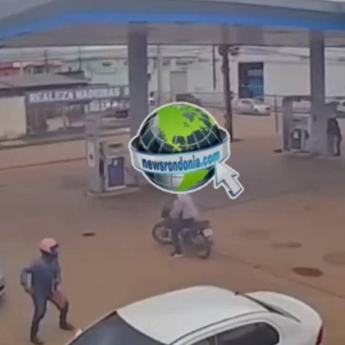 Câmera registra bandidos fazendo assalto em posto de combustíveis na zona leste