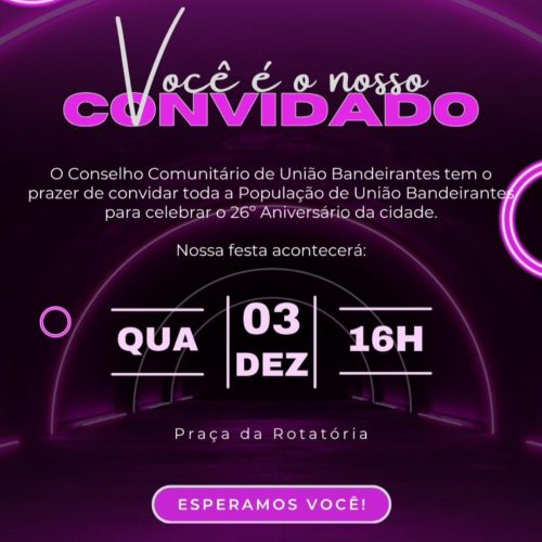 Com direito a bolo e parabéns União Bandeirantes comemora 26 anos com grande festa na quarta-feira (03)