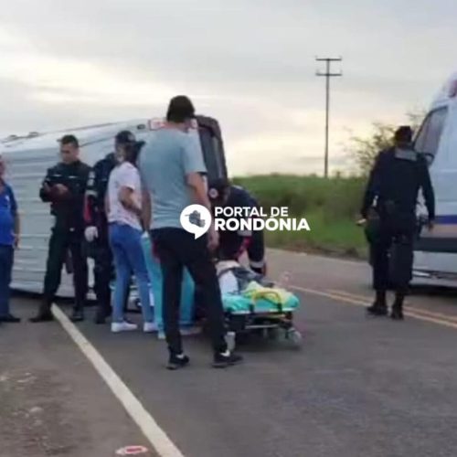 Ambulância capota enquanto retornava de Porto Velho para o Vale do Anari