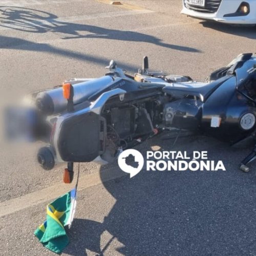 Motociclista fica ferido em acidente na região central de Porto Velho