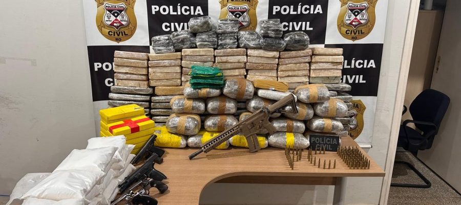 Nova Mamoré: Polícia apreende 146 kg de drogas e nove armas após perseguição na zona rural