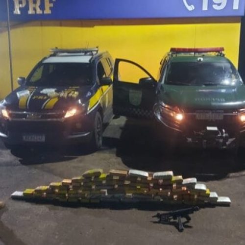 Operação conjunta entre polícia militar e PRF apreende grande quantidade de drogas e submetralhadora na br-364