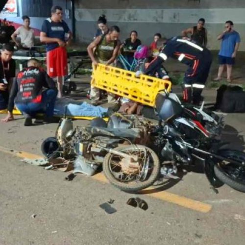 Batida frontal entre motos deixa dois homens em estado grave em Porto Velho