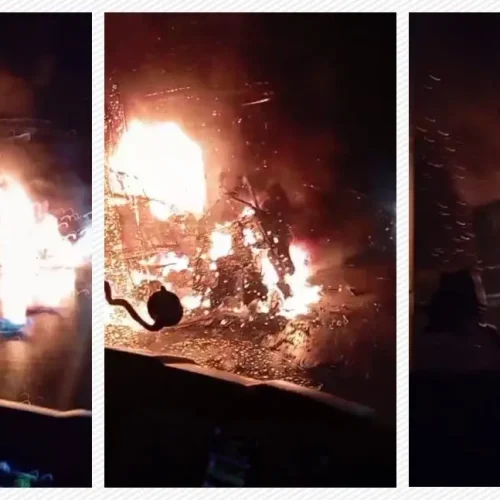 Violenta colisão entre carretas provoca incêndio na BR-364, entre Vilhena e Pimenta Bueno