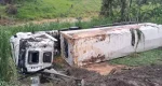 Carreta tomba na curva da noiva em trecho da BR-364