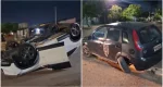 Carro capota após colidir com veículo estacionado no bairro Embratel, em Porto Velho