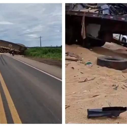 Acidente com três carretas interdita a BR-364 entre Cacoal e Presidente Médici