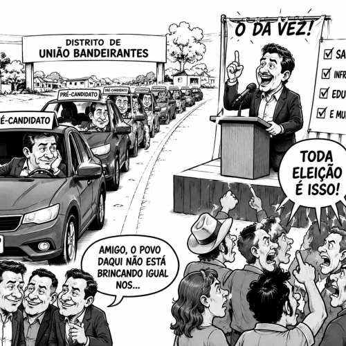 CHARGE – TODO ANO DE ELEIÇÃO SÃO MUITAS AS PROMESSAS, SÓ PROMESSAS