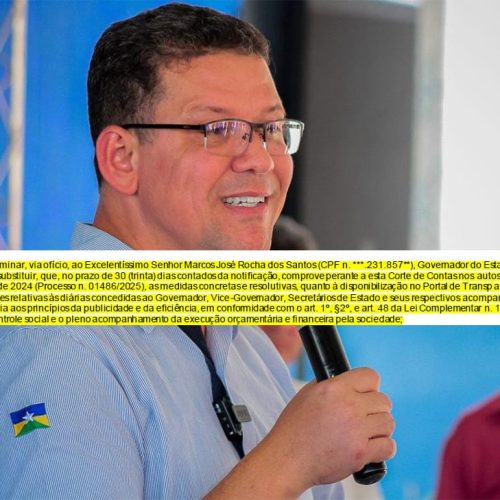 Tribunal de Contas manda abrir “caixa preta” das diárias do governador Marcos Rocha e secretários