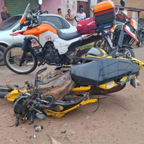 Mototaxista fica gravemente ferido em colisão com caçamba na zona Leste de Porto Velho