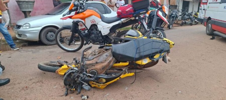 Mototaxista fica gravemente ferido em colisão com caçamba na zona Leste de Porto Velho