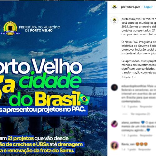 Prefeitura de Porto Velho vende ilusão ao inflar números do PAC nas redes sociais