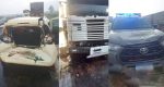 Viatura da Força Tática é atingida por carreta em engavetamento na BR-364